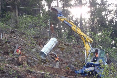 Setting culverts and anchors so poles can be placed quickly during a planned outage.